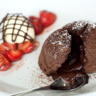 Photo of a chocolate and strawberry dessert catered by Beetham Food.