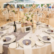 Photo of the dining space at a wedding catered by Beetham Food.