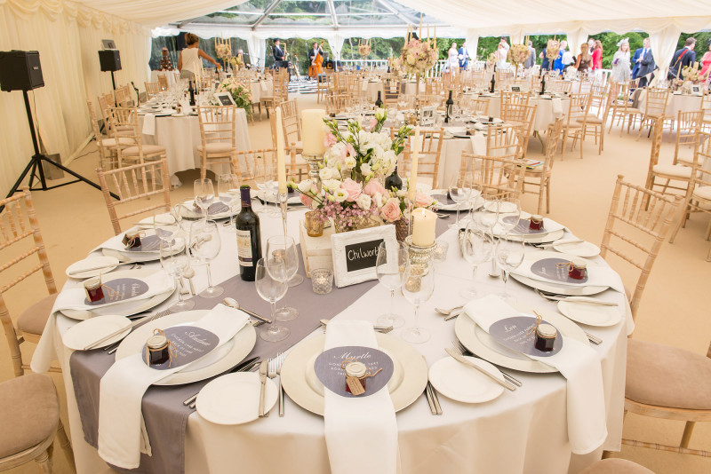 Photo of the dining space at a wedding catered by Beetham Food.